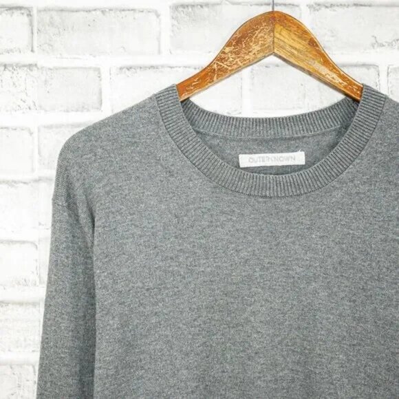 OUTERKNOWN Men's Organic Cotton Crew Neck Pullover Sweater in Gray Size Medium - Picture 5 of 6